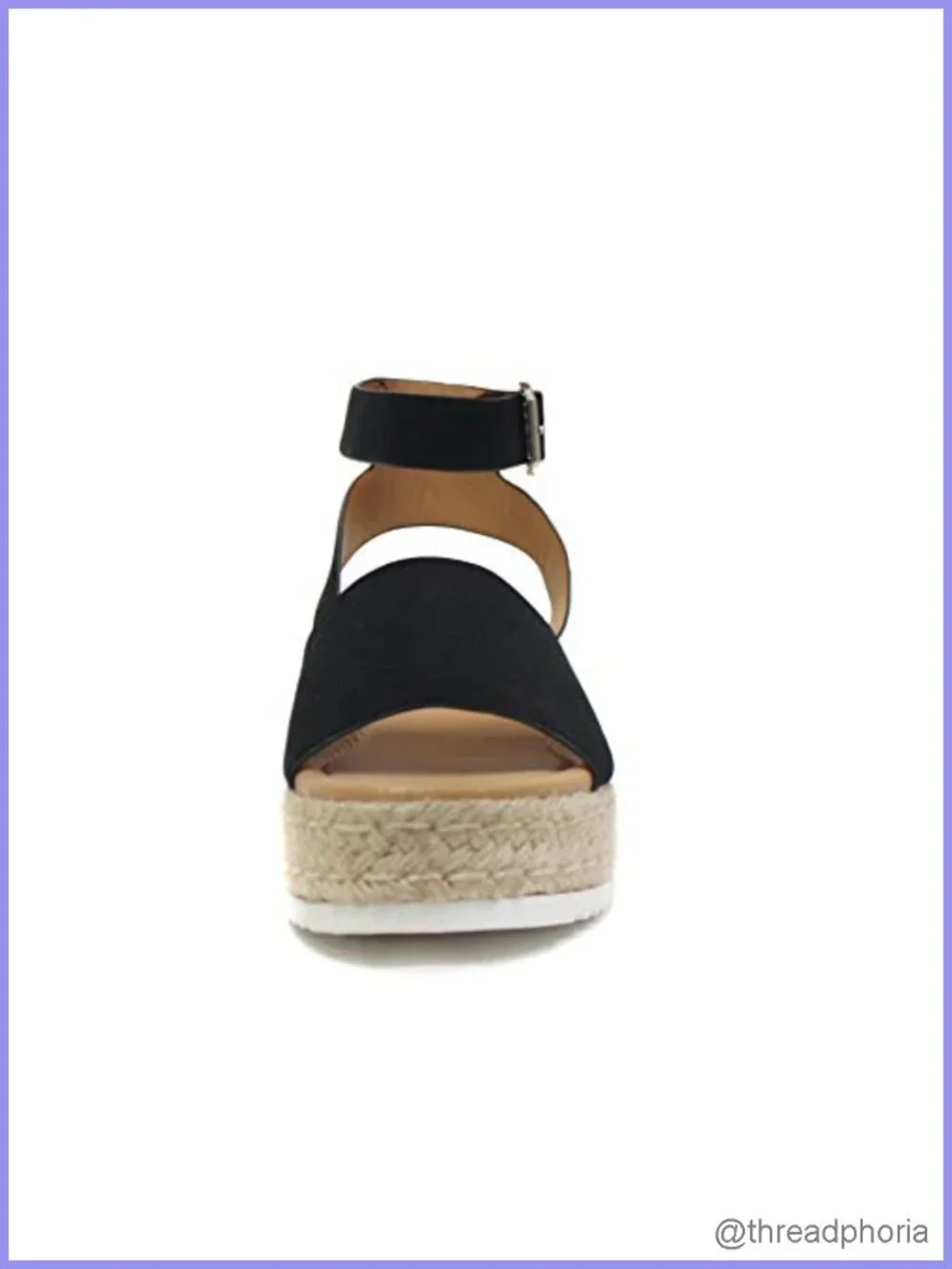 Open Toe Buckle Ankle Strap Espadrilles Flatform Wedge Casual Sandal